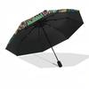 1pc Peacock Feather Design Automatic Folding Umbrella - Portable 3-Fold Design, 8-Rib Iron Frame Outdoor Umbrella, Festival Gift for Fans, Travelers,