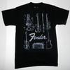 Fender Guitar Faded Music Logo Black Tee Shirt New