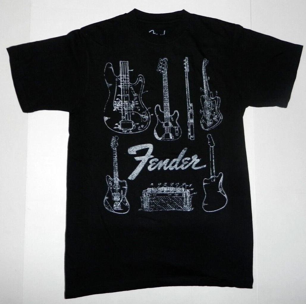 Fender Guitar Faded Music Logo Black Tee Shirt New L