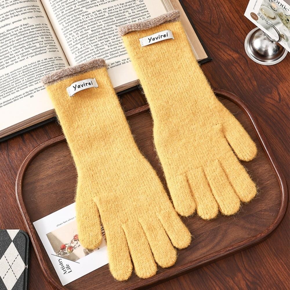 Fleece Lined Warm Touch Screen Gloves Windproof Long Cuff Gloves Girls