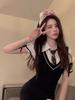 French Polo Collar Short-sleeved Women's Clothing Summer Slim and Thin Fake Two-piece Spice Girl Pure Desire College Dress