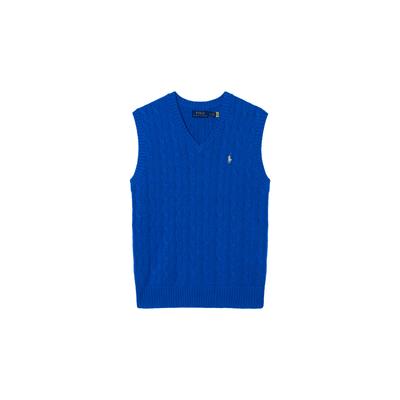 Polo Einfarbig Logo Gestickt V-Ausschnitt Ärmellose Weste Herren Westen Blau 710860352-002