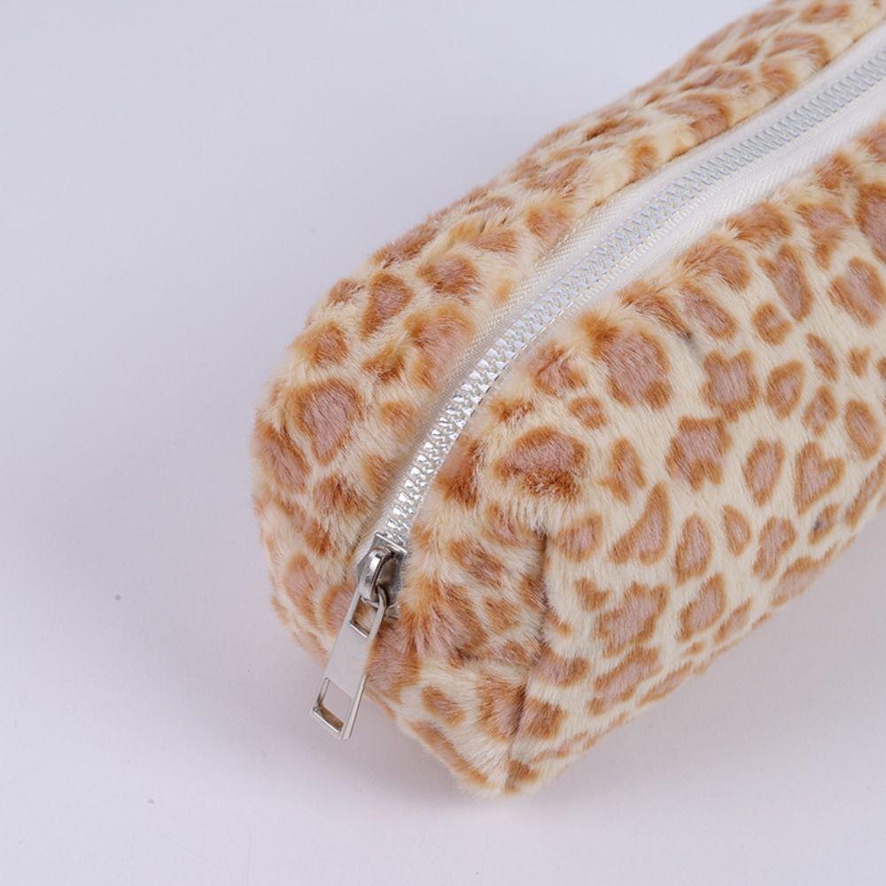 Large Capacity Pen Bag Leopard Printted Pattern Pen Box Soft Stationery Storage Bag  School Office