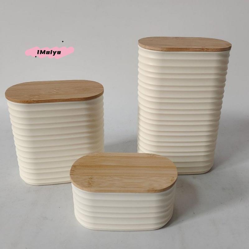 M-Wooden Lid Food Storage Jar - Sealed Kitchen Organizer Container With Lid For Efficient Pantry Storage And Organization