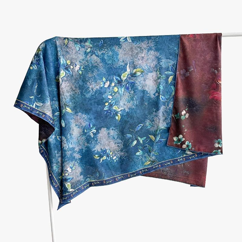 Chinese style fragrant cloud gauze square scarf silk scarf floralsprinting double-sided silk scarf shawl