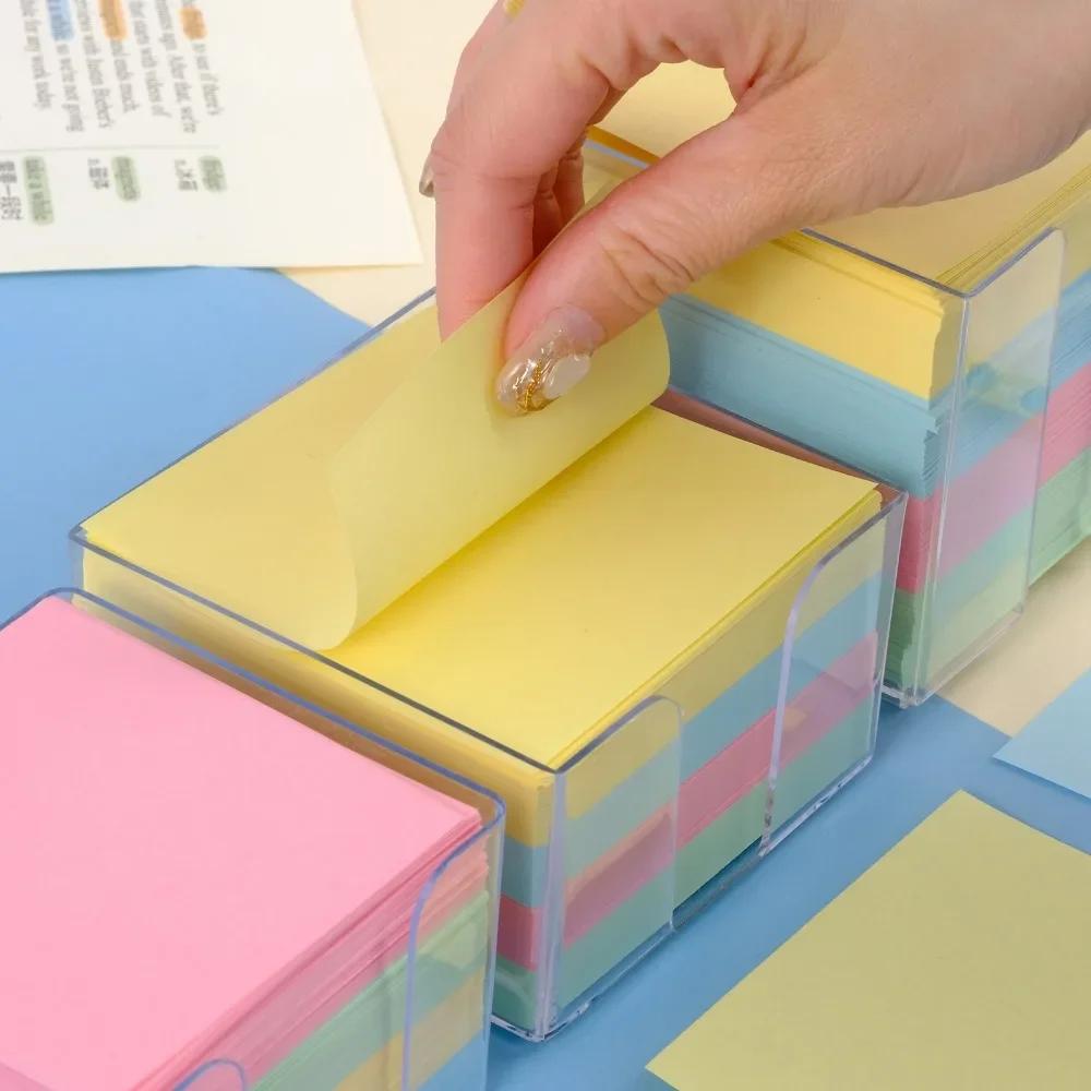 500/750Sheets Color Posted It Sticky with Acrylic Box Notes Pads Memo Notepad Notebook Stationery Posits Student Message Sticker