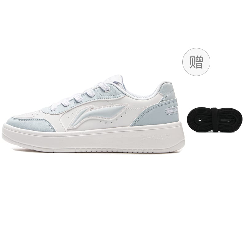 Li Ning Sycee Pure Abrasion Resistant Lightweight Breathable Low Top Skateboard Shoes Women's White Blue AGCV148-4