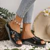New Flat Casual Slippers Crossover Belt Buckle Solid Beach Shoes Women