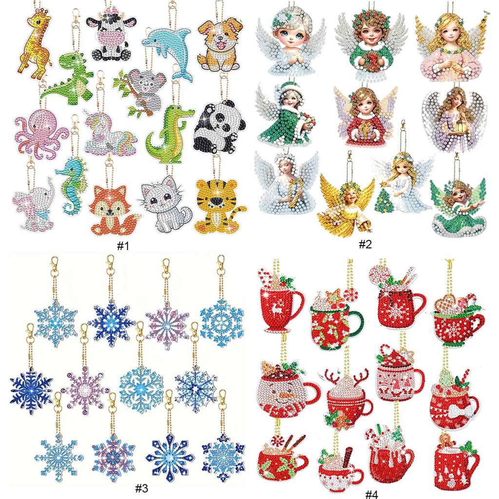 2D Flat DIY Diamond Painting Keychain Diamond Art Kits Diamond Art Keychains Small Crystal Painting Keyrings Gift for Friends