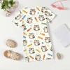 Girls Animal Print Dress Short Sleeve Loose Fit Round Neck Lightweight Casual Dress for Kids Summer Wear