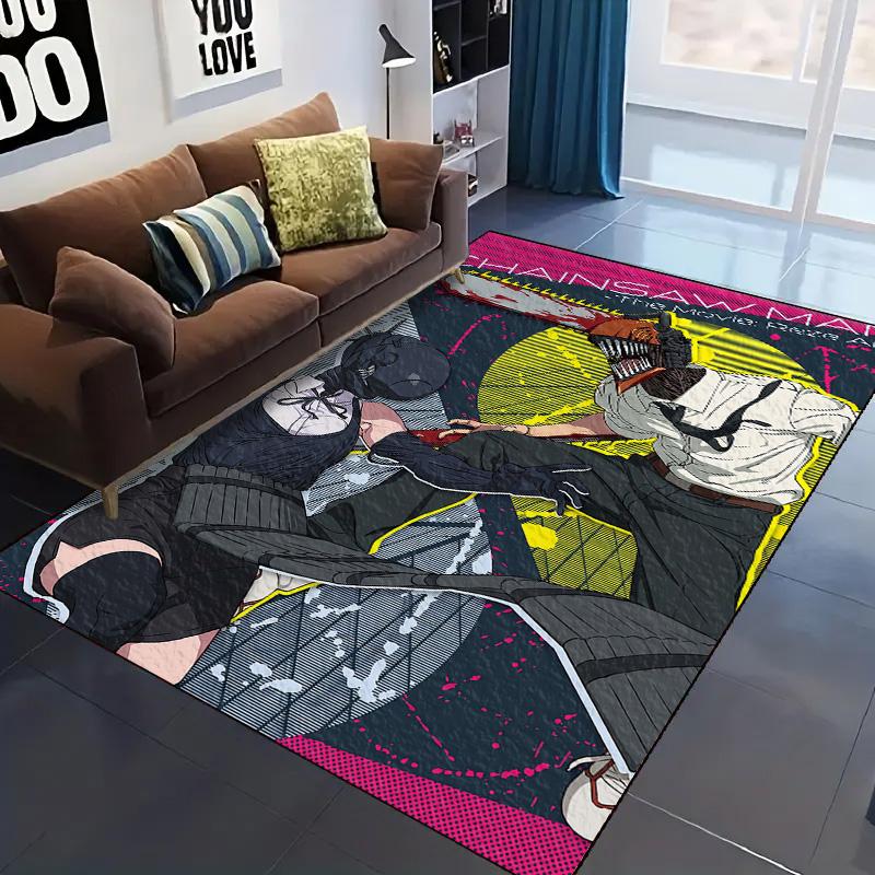 Chainsaw Man Anime Washable Non-Slip Rug Carpet Larget Floor Mat Bedroom Home Decor LXR178