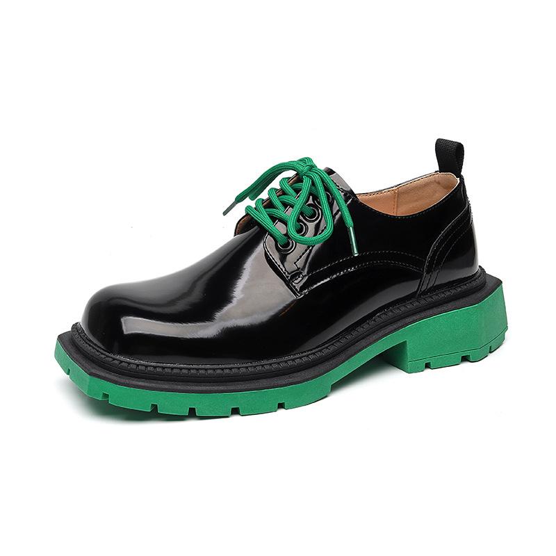 

Модные мужские зеленые туфли на высокой платформе с глянцевой кожей, мужские, Япония Харадзюку, корейский стритвир, новые деловые свадебные кожаные туфли 44 зелёный