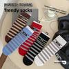 Female Spring and Autumn Color Striped Cloth Label Wicking Sweat Breathable Deodorant In The Tube Pile Pile Cotton Socks