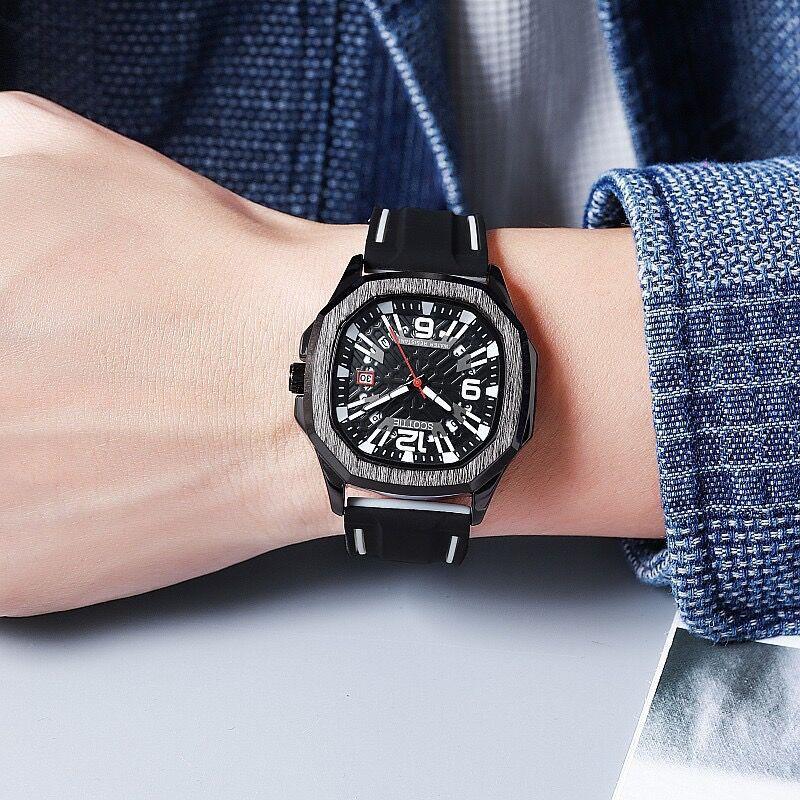 Cool Men S Watch Rubber Strap Personality Fashion Trend Quartz Black Silicone Men S Watch Luminous