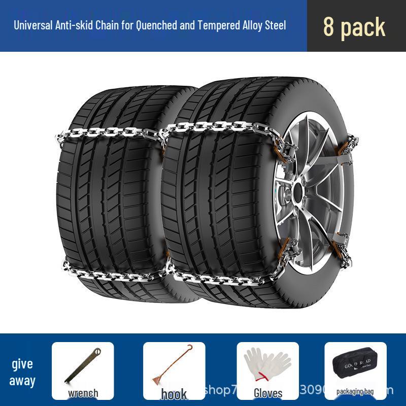 Universal Car Tire Anti-Skid Chains for Sedans, Pickups, SUVs, and Vans - Ideal for Snow and Off-road Conditions.