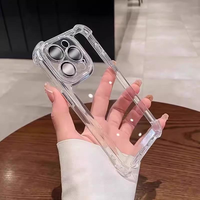 Applicable To IPhone17Pro Airbag Mobile Phone Case Transparent Four Corners Anti-fall Apple 16E Electroplating 15 Full Pack Protection Case