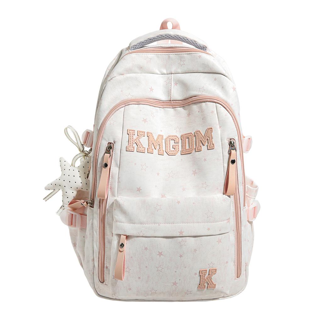 Schoolbag wholesale new pink and white letter backpack Korean ins sweet stars primary and secondary school students 1-1 grades multi-compartment