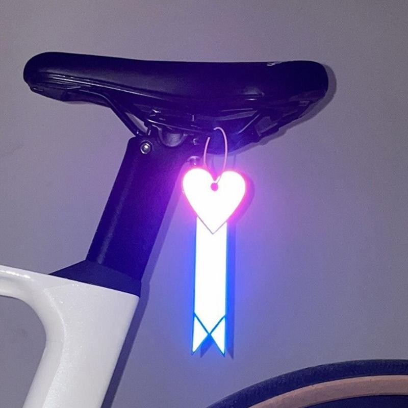 Love Heart Ribbon Bike Reflective Warning Strips High Brightness Multifunction Night Cycling Pendant Bike Equipment