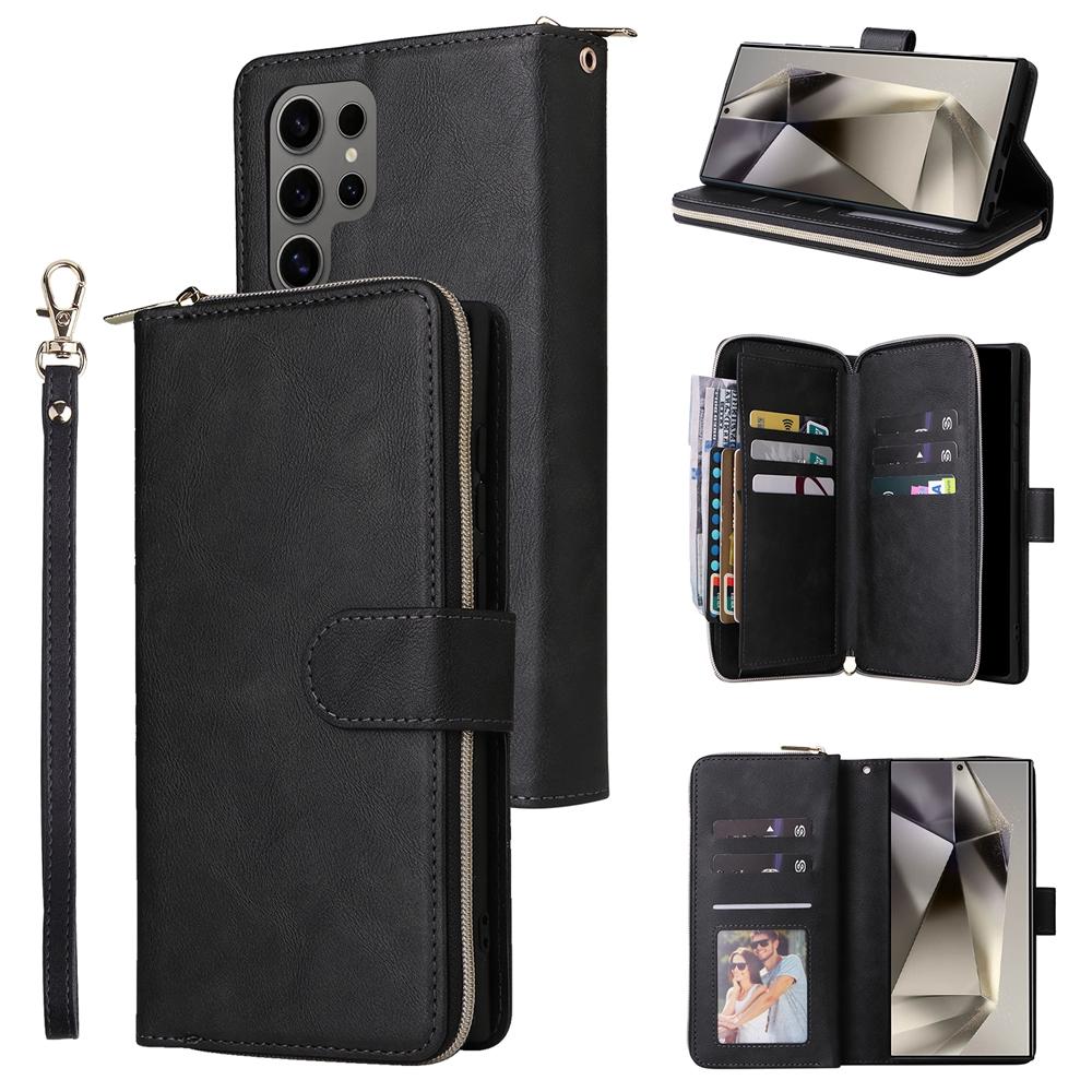 Reißverschluss Riemen Leder Geldbörse Hülle Ständer Klapphülle Für Für Samsung A55 A35 A56 A15 5G S26 S25 Ultra S24 S23 S22 Plus Handyhülle