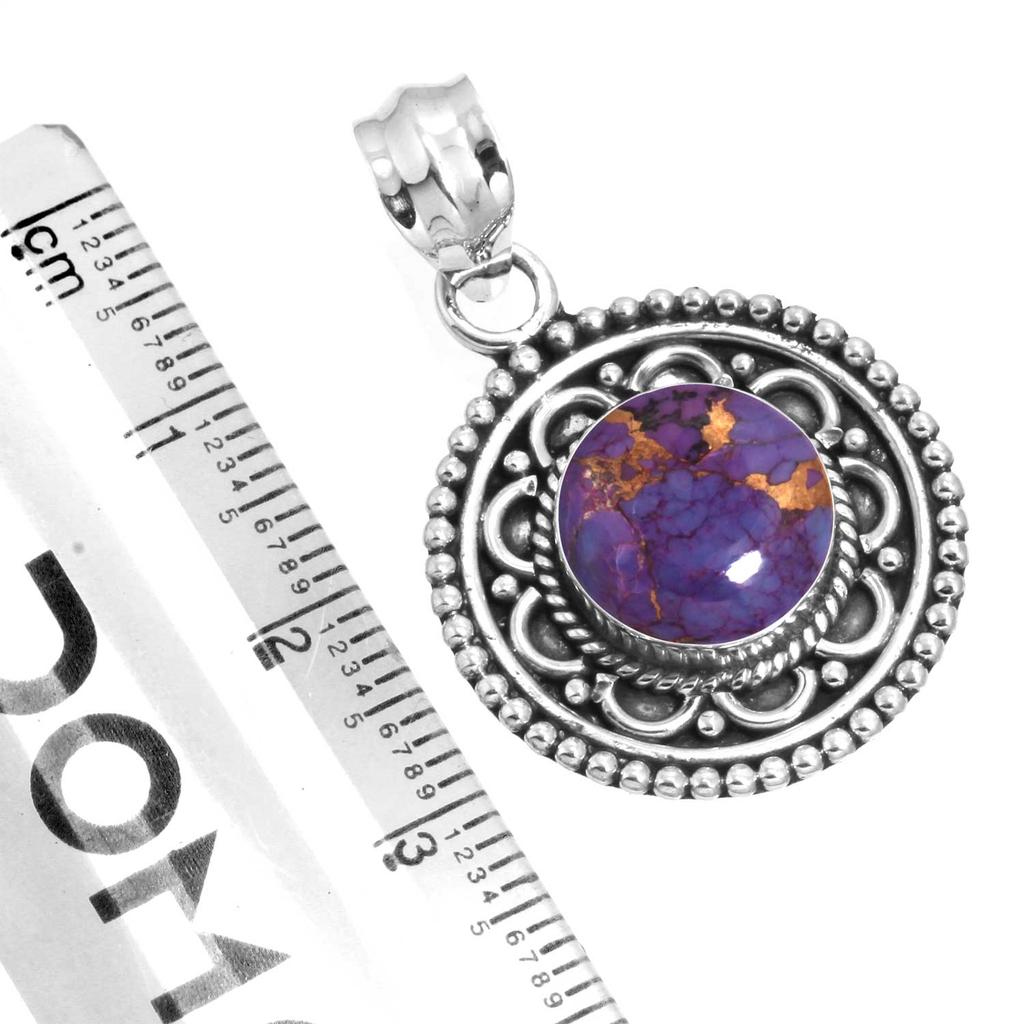 925 Sterling Silver Pendant Women Gemstone Handmade Jewelry Wedding Gift Blue Green Purple Copper Turquoise Pearl Lapis Mother Of Pearl Vintage