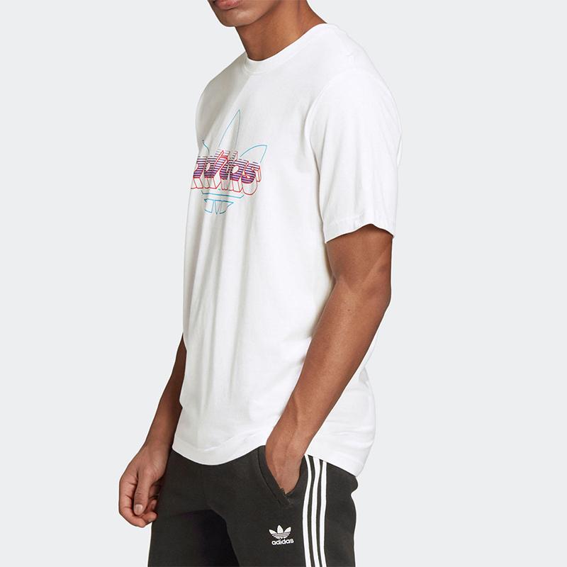 Adidas Logo Round Neck Short Sleeve T-Shirt Men T-Shirts White GD6009