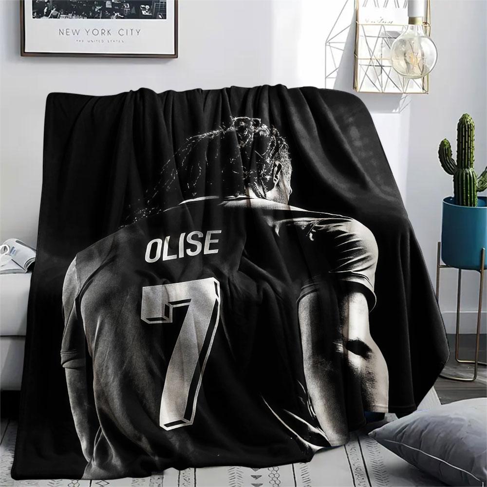 Michael Olise Bedrukte Flanellen Deken, zachte plaid voor slaapkamerbank, wasbaar, voetbalfan merchandise, geweldig cadeau.