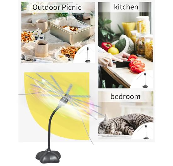 Fly Repeller Fan Portable Automatic Pest Control Fan Chemical-free Keep Flies Away Battery Powered Bugs Repellent Food Protector