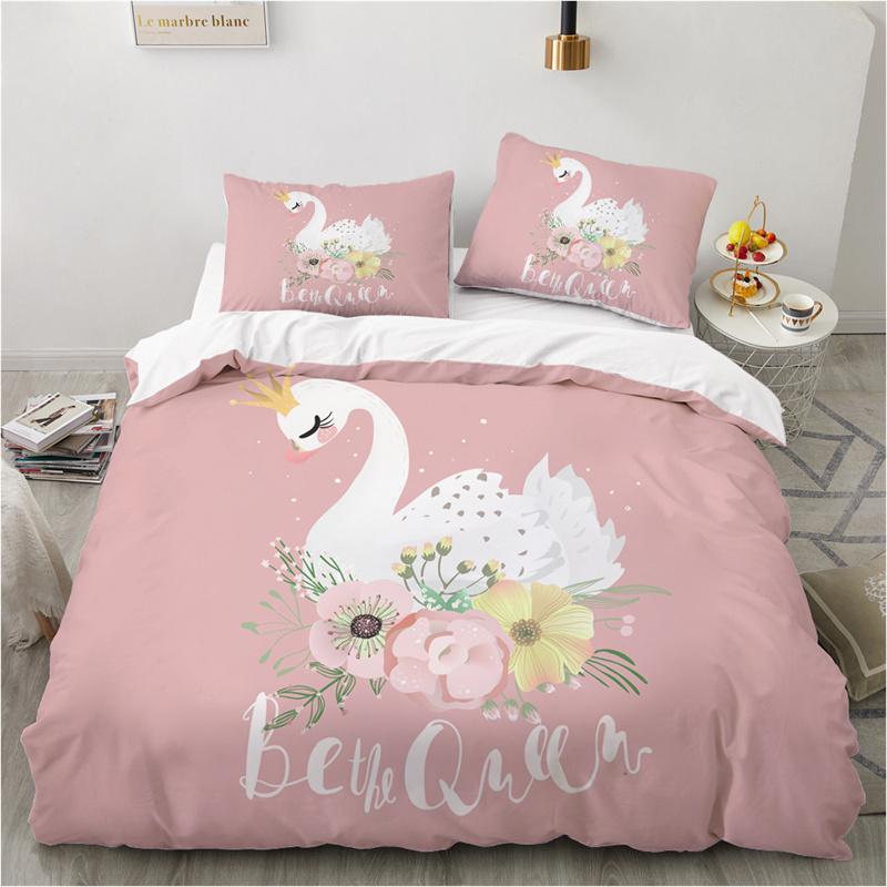Roztomilá kreslená zvířátka Růžová sada povlečení pro batolata 3D Potisk vtipné kočky Povlečení na peřinu Twin Queen Size Pro dospívající Děti Dětské Dívky Dekor do ložnice