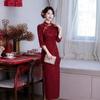 Red national style new Chinese long improved cheongsam 1011 new female senior feeling happy mother happy mother-in-law toasting clothes