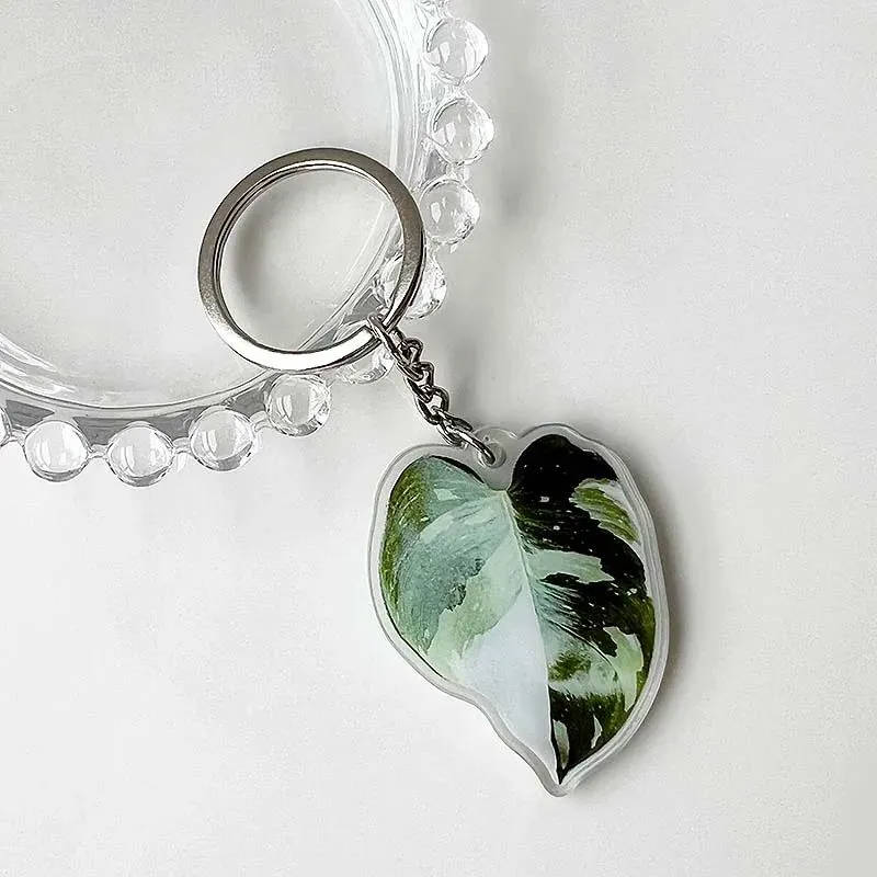 Simulated Leaf Acrylic Keychain Pendant, Schoolbag Hanger, Decorative Pendant.