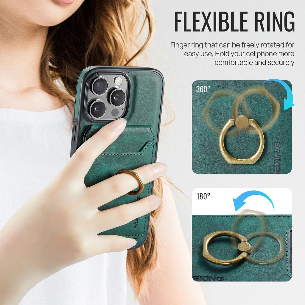 Leather for Magsafe Phone Case for IPhone 15 16 Pro Max 14 Plus 13 12 Pro 15Pro Bracket Magnetic Back Cover with Card Holder LK1