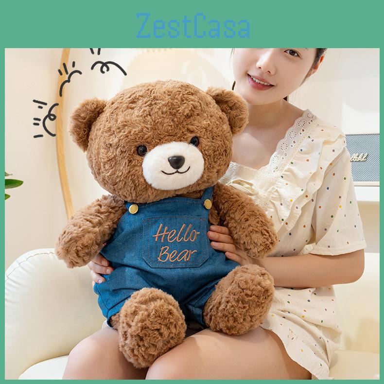 Bear Cute Teddy Plushie Doll With Strap Pants Design For Kids Sleep Gift Pillow