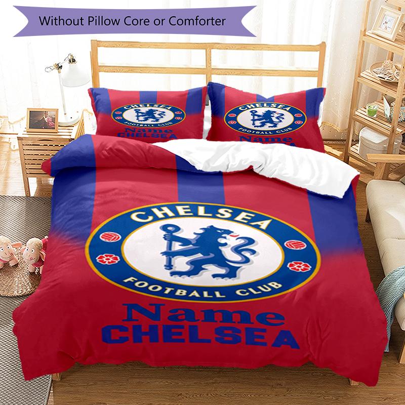 3Pcs Custom Name Chelsea Football Club Bedding Set Duvet Cover Closure Includes 1Duvet Cover 2Pillowcases Soft And Comfortable For All Seasons