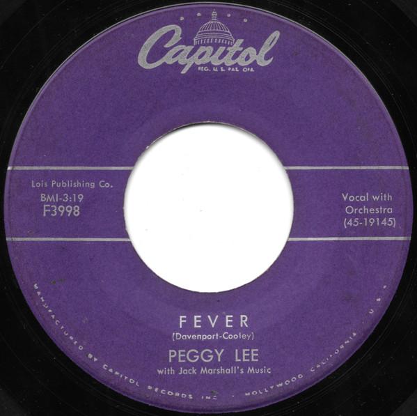 7inch Record PEGGY LEE Fever F3998 Capitol Records 1958 UK Jazz Used