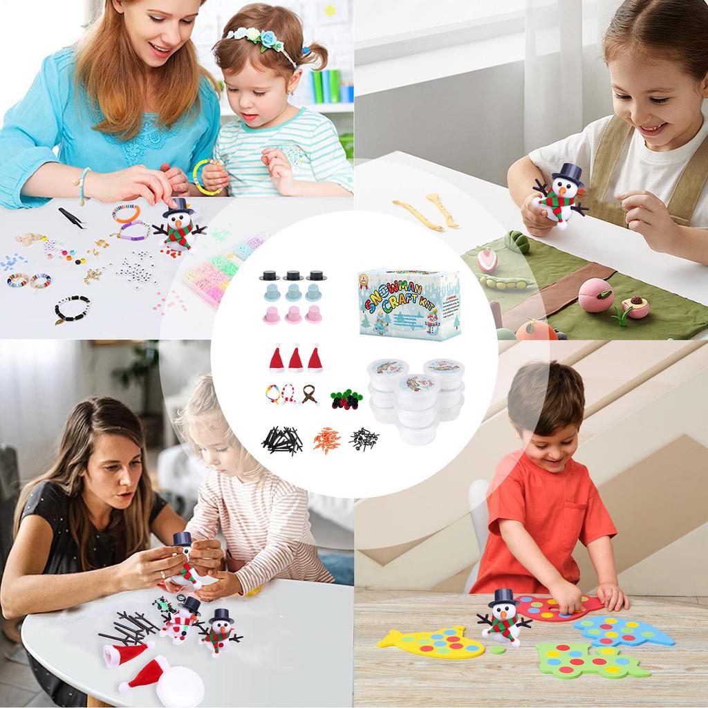 Build A Snowman Kit No Snow Indoor Christmas Craft Activity Clay Art Gift for Toddlers Kids Preschool Kindergarten Family
