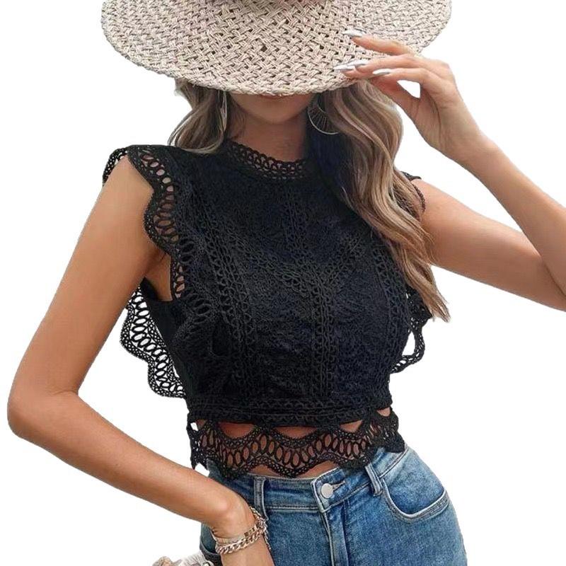 Summer European Style Sexy Solid Color Women Chiffon Blouse