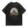 Mama Of An Angel Pastel Rainbow Baby Loss Memorial Print Casual T Shirt Vintage Washed Graphic Fashion Slightly Soft