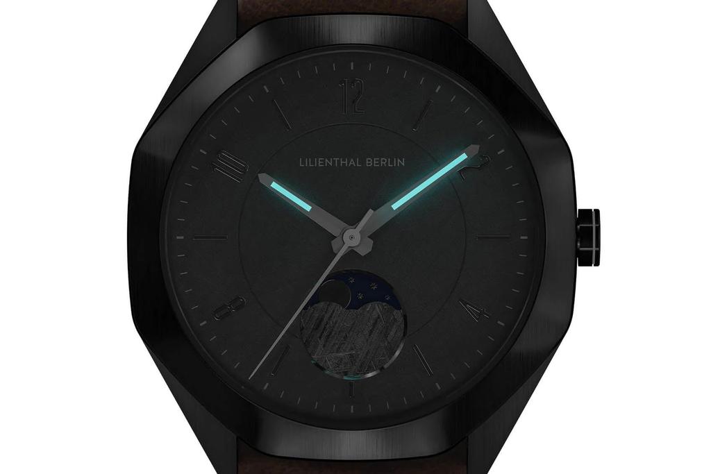 Lilienthal Berlin Watch Moon Phase Meteorite Made in Germany [Lilienthal Berlin] OM3-001-CB047AB