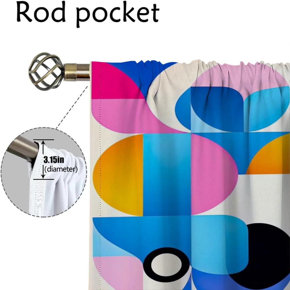 Set aus 2 modernen Memphis-Geometrie-Wohnzimmergardinen Kamera-Jalousien Trennvorhang Heiminterieur Kinder Verdunkelnd Polyester Ideal zum Sitzen