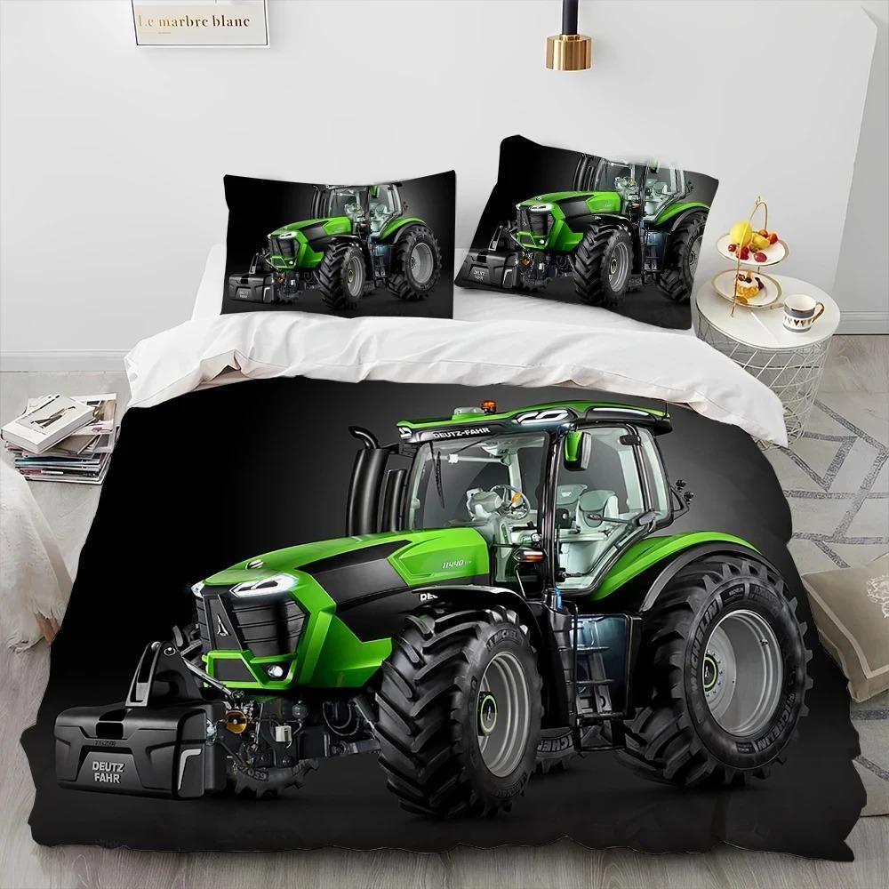 

3D-принтер с изображением автомобиля, тягача, комплект постельного белья, пододеяльник, наволочка, комплект постельного белья размера «king-size» AU Double 180x210cm