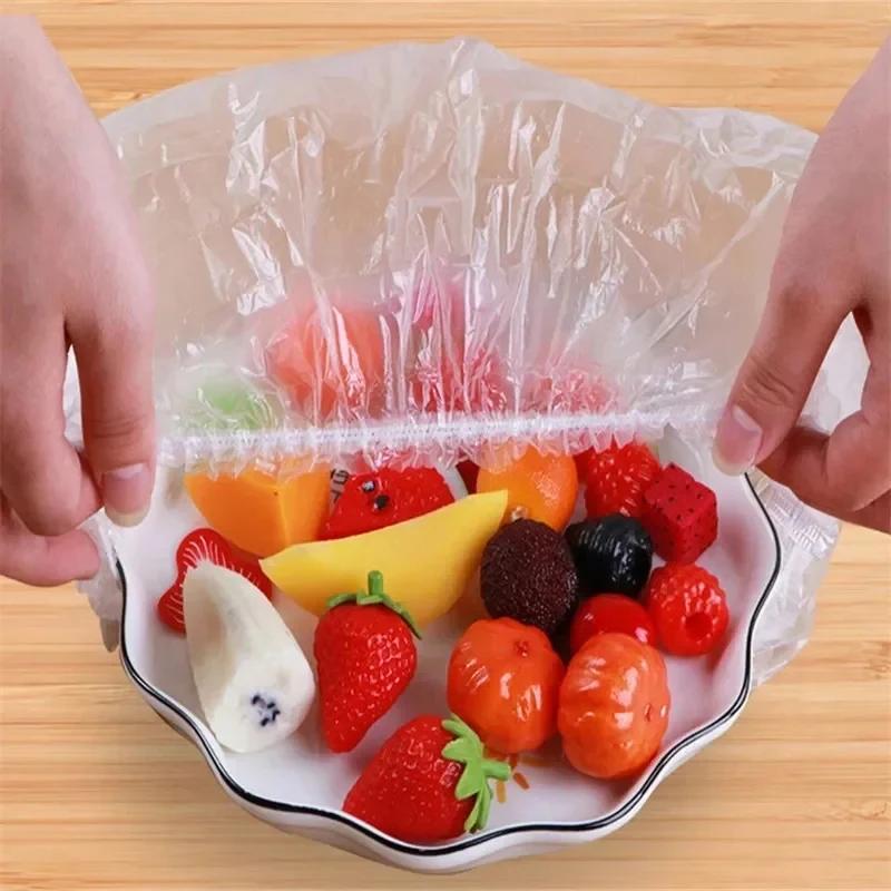 100pcs Food Storage Covers Home Foods Freshing Seal Elastic Plastic Wrap Refrigerator Fresh Keeping Saver Bag Kitchen Tools