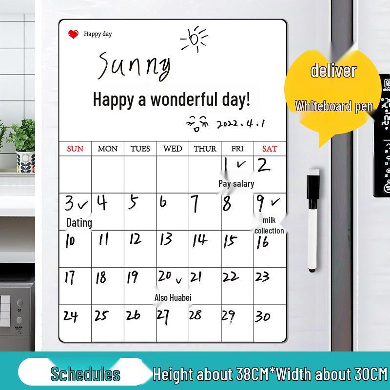 Erasable Magnetic Whiteboard Memo Pad & Calendar