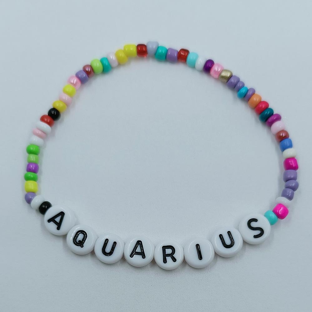 Colorful Beaded Bracelet Rainbow Friendship Bracelet Elastic Stretch Letter Beaded Bracelets for Kids Girls