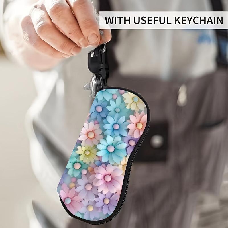 Eyewear Case Waterproof Floral Sunglasses Case Neoprene Eyeglasses Pouch Worry Free Zipper Sunglasses Pouch For Gifting Women