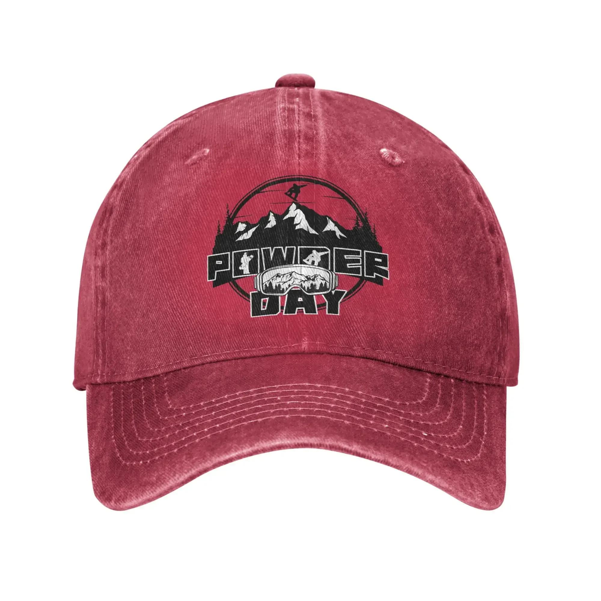 

Powder Day Sun Baseball Cap Snowboarding Enthusiasts yk Retro Unisex Washed Trucker Hat Adjustable Outdoor Gym Baseball Caps One Size
