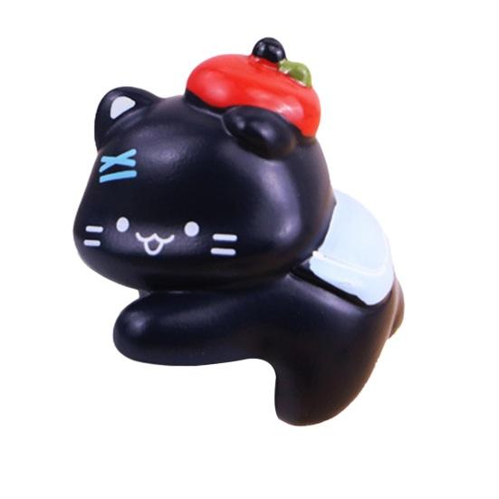 

1/4 шт. Фигурка фруктового черного кота, украшение для монитора компьютера, мультяшная статуэтка котенка, скульптура, украшение для дома, офиса, приборной панели автомобиля D