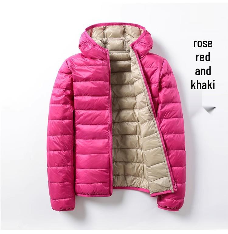 2024 Lightweight Reversible Hooded Down Jacket for Women - Plus Size