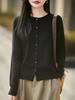 Chic Women's 100% Wool Cardigan: Round Neck, Button-Up, Slimming, Versatile for Autumn/Winter 2026