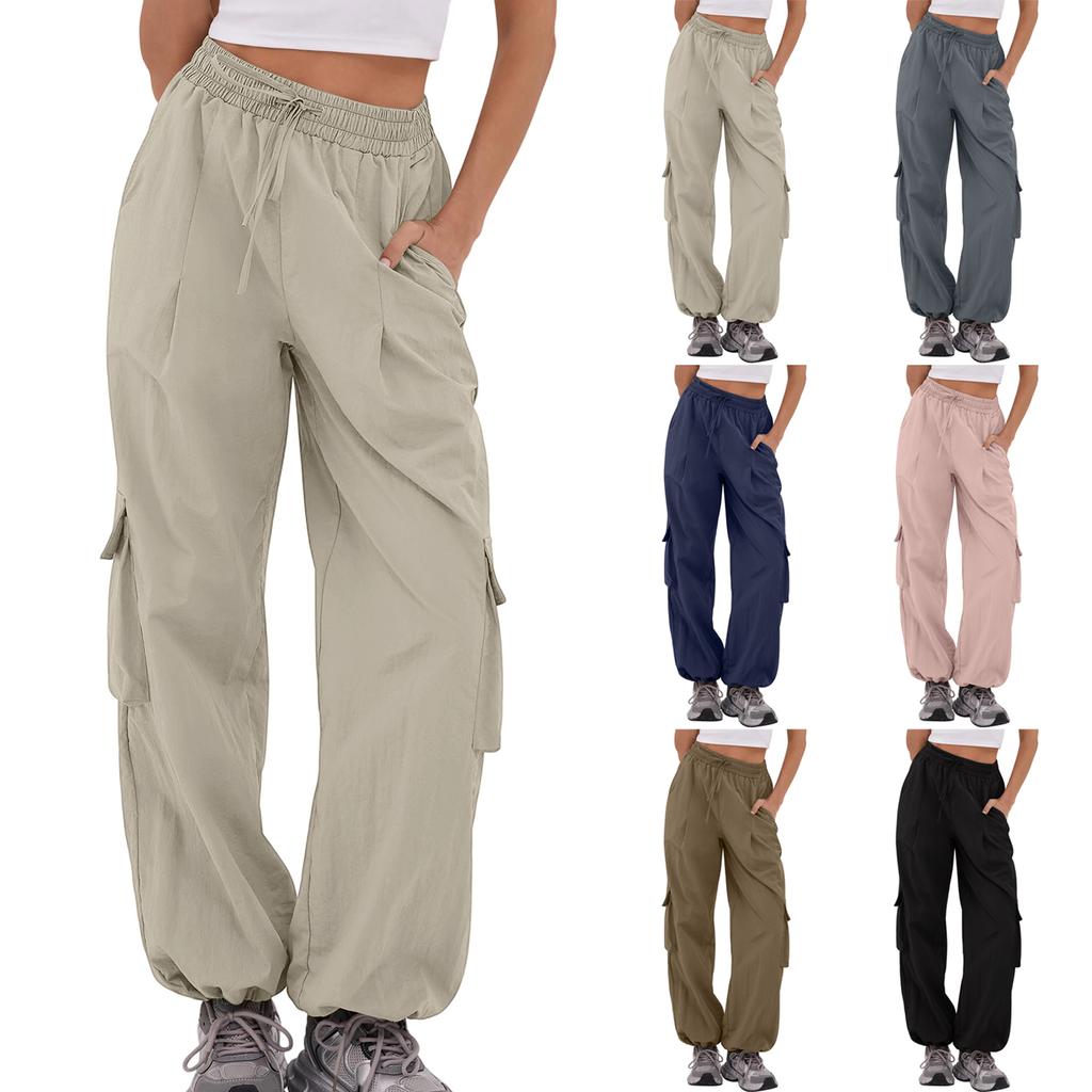 Women's Casual Pants Cargo Pants Elastic Waisted Hiking Pants With Pockets Lightweight Baggy Pants