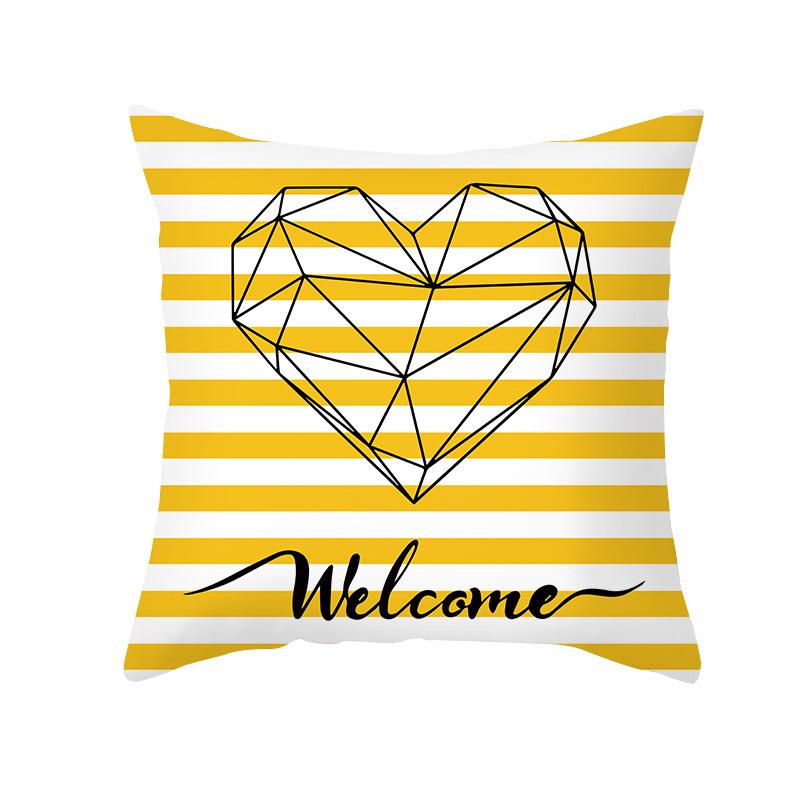 Kissenbezug im nordischen Stil, abstrakt gelb, geometrisch, kurzvelour, Zuhause, Sofa, Kissen, Kissenbezug